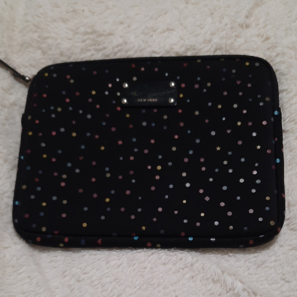 Kate Spade Black Tablet Sleeve with Polka Dot Design